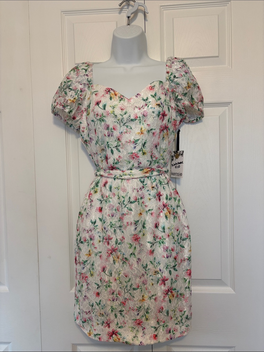 NWT Kensie Floral Lace Puff Sleeve Mini Dress | Size 4.